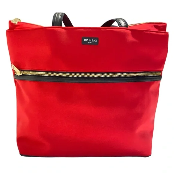 Rare The M Bag NYC Red Tote Zip Carryall Techwear Red Nylon Utility Travel Bag - Picture 2 of 16